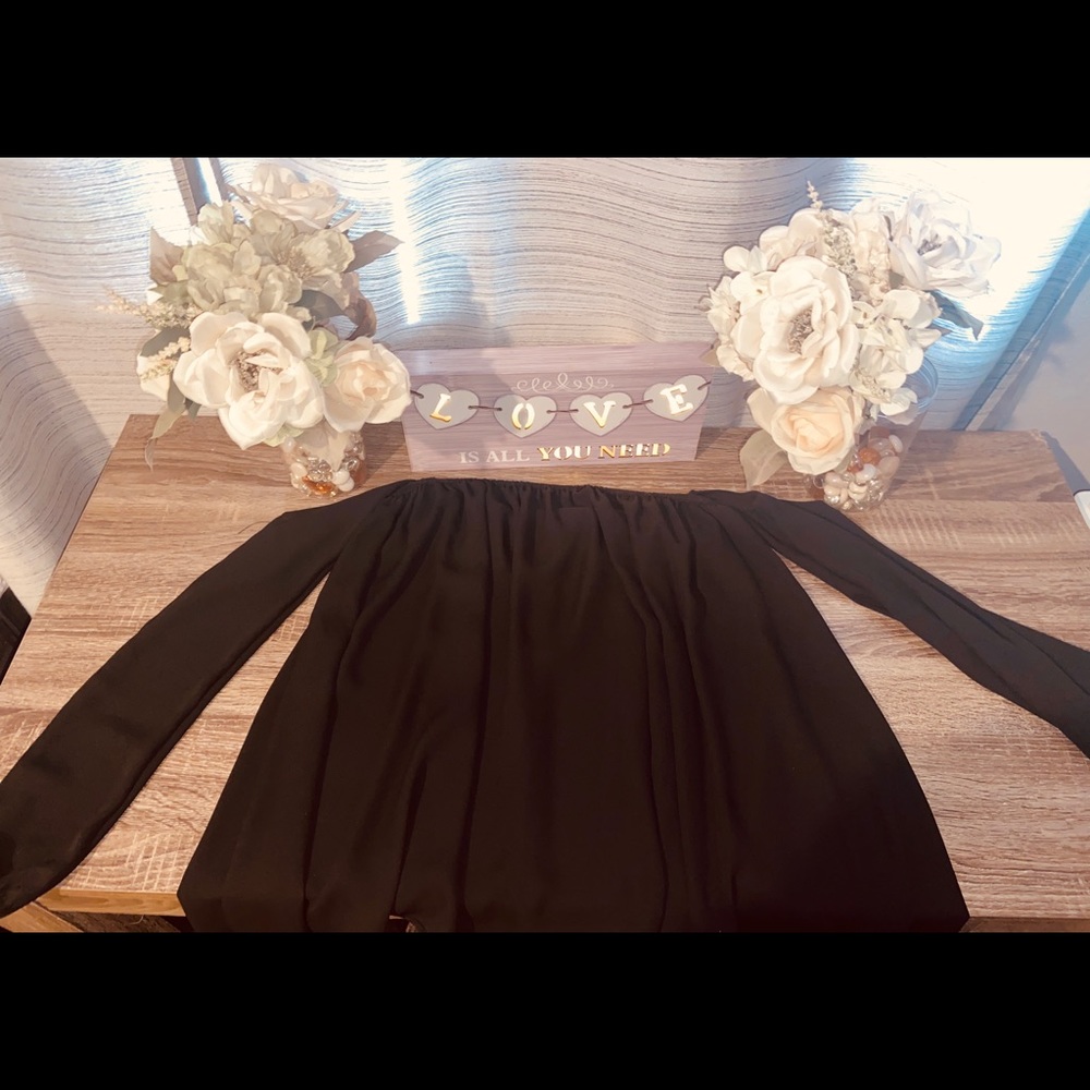 Black over the shoulder blouse
